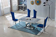 Marble top rectangular dining table with silver mirrored finish stainless steel base by La Spezia additional picture 6