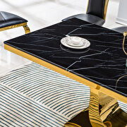 Thick marble top large dining table with gold finish stainless steel base by La Spezia additional picture 2