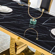 Thick marble top large dining table with gold finish stainless steel base by La Spezia additional picture 3