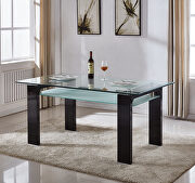 Tempered glass dining table with 4 lattice design leatherette dining chair in black by La Spezia additional picture 5