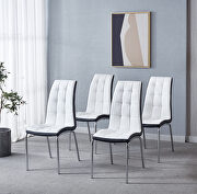 Tempered glass dining table with 4 lattice design leatherette dining chair in white\ black by La Spezia additional picture 9