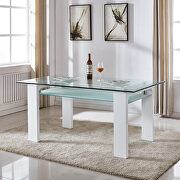 Tempered glass dining table with 4 lattice design leatherette dining chair in white by La Spezia additional picture 5