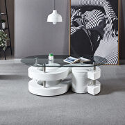 Thick tempered glass table and 2 leather stools in white by La Spezia additional picture 2