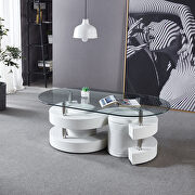 Thick tempered glass table and 2 leather stools in white by La Spezia additional picture 4
