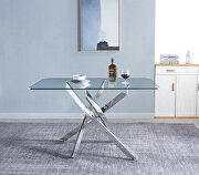 Tempered glass top modern dining table with chrome stainless steel base in silver by La Spezia additional picture 3