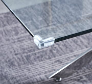Tempered glass top modern dining table with chrome stainless steel base in silver by La Spezia additional picture 4