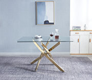 Tempered glass top modern dining table with chrome stainless steel base in gold by La Spezia additional picture 2