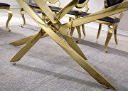 Modern tempered glass top dining table with gold mirrored finish base by La Spezia additional picture 2