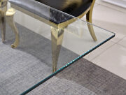 Modern tempered glass top dining table with gold mirrored finish base by La Spezia additional picture 3
