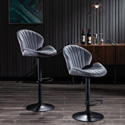 Bar stools set of 2 adjustable barstools with back and footrest in gray by La Spezia additional picture 2