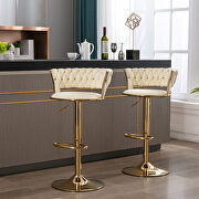 Cream velvet bar stools with golden chrome footrest and swivel lift base, set of 2 by La Spezia additional picture 2