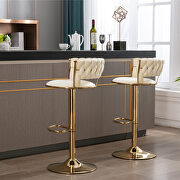Cream velvet bar stools with golden chrome footrest and swivel lift base, set of 2 by La Spezia additional picture 3