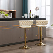 Cream velvet bar stools with golden chrome footrest and swivel lift base, set of 2 by La Spezia additional picture 4