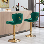 Set of 2 green velvet swivel bar stools with golden chrome footrest and base leg by La Spezia additional picture 2