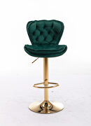 Set of 2 green velvet swivel bar stools with golden chrome footrest and base leg by La Spezia additional picture 4