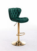 Set of 2 green velvet swivel bar stools with golden chrome footrest and base leg by La Spezia additional picture 5