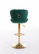 Set of 2 green velvet swivel bar stools with golden chrome footrest and base leg by La Spezia additional picture 7