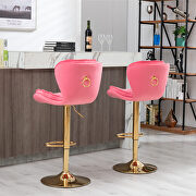 Set of 2 pink velvet swivel bar stools with golden chrome footrest and base leg by La Spezia additional picture 5