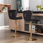 Set of 2 black velvet swivel bar stools with golden chrome footrest and base leg by La Spezia additional picture 3