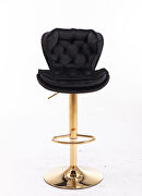 Set of 2 black velvet swivel bar stools with golden chrome footrest and base leg by La Spezia additional picture 4