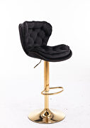 Set of 2 black velvet swivel bar stools with golden chrome footrest and base leg by La Spezia additional picture 5