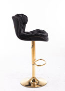 Set of 2 black velvet swivel bar stools with golden chrome footrest and base leg by La Spezia additional picture 6