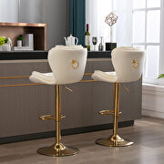 Set of 2 cream velvet swivel bar stools with golden chrome footrest and base leg by La Spezia additional picture 2