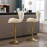 Set of 2 cream velvet swivel bar stools with golden chrome footrest and base leg by La Spezia additional picture 3