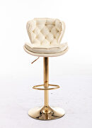 Set of 2 cream velvet swivel bar stools with golden chrome footrest and base leg by La Spezia additional picture 4