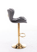 Set of 2 gray velvet swivel bar stools with golden chrome footrest and base leg by La Spezia additional picture 6