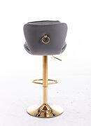 Set of 2 gray velvet swivel bar stools with golden chrome footrest and base leg by La Spezia additional picture 7