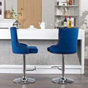 Tufted back dark navy velvet swivel bar stools with adjustable seat height, set of 2 by La Spezia additional picture 2
