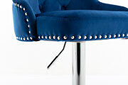Tufted back dark navy velvet swivel bar stools with adjustable seat height, set of 2 by La Spezia additional picture 11