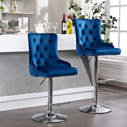 Tufted back dark navy velvet swivel bar stools with adjustable seat height, set of 2 by La Spezia additional picture 3
