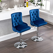Tufted back dark navy velvet swivel bar stools with adjustable seat height, set of 2 by La Spezia additional picture 4