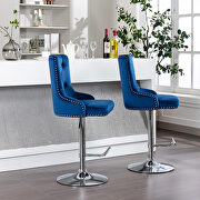 Tufted back dark navy velvet swivel bar stools with adjustable seat height, set of 2 by La Spezia additional picture 5