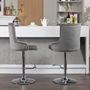 Tufted back gray velvet swivel bar stools with adjustable seat height, set of 2 by La Spezia additional picture 2