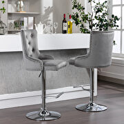 Tufted back gray velvet swivel bar stools with adjustable seat height, set of 2 by La Spezia additional picture 4