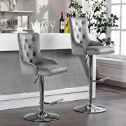Tufted back gray velvet swivel bar stools with adjustable seat height, set of 2 by La Spezia additional picture 5