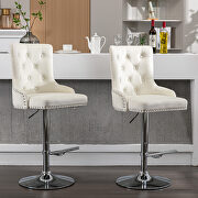 Tufted back cream velvet swivel bar stools with adjustable seat height, set of 2 by La Spezia additional picture 2