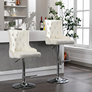 Tufted back cream velvet swivel bar stools with adjustable seat height, set of 2 by La Spezia additional picture 3