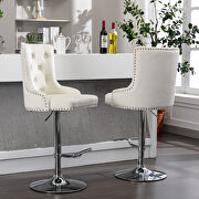 Tufted back cream velvet swivel bar stools with adjustable seat height, set of 2 by La Spezia additional picture 5