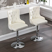 Tufted back cream velvet swivel bar stools with adjustable seat height, set of 2 by La Spezia additional picture 7