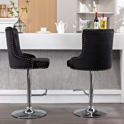 Tufted back black velvet swivel bar stools with adjustable seat height, set of 2 by La Spezia additional picture 2