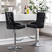 Tufted back black velvet swivel bar stools with adjustable seat height, set of 2 by La Spezia additional picture 3