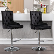 Tufted back black velvet swivel bar stools with adjustable seat height, set of 2 by La Spezia additional picture 4