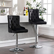 Tufted back black velvet swivel bar stools with adjustable seat height, set of 2 by La Spezia additional picture 6