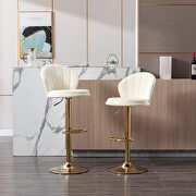 Cream velvet adjustable swivel bar stools with golden leg set of 2 by La Spezia additional picture 2