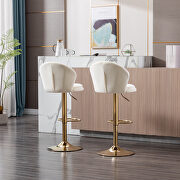 Cream velvet adjustable swivel bar stools with golden leg set of 2 by La Spezia additional picture 3