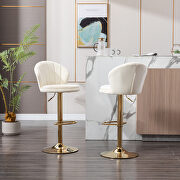 Cream velvet adjustable swivel bar stools with golden leg set of 2 by La Spezia additional picture 4